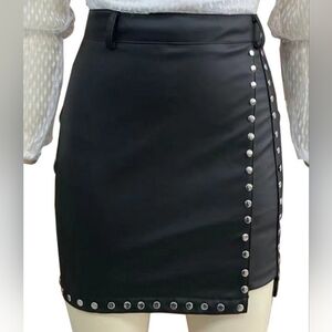 NWT Sleek Black Studded Mini Skirt Size XL
